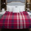 Brick Red Blue Plaid Duvet Cover