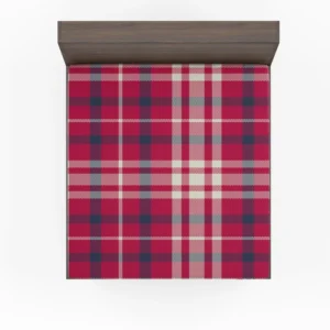 Brick Red Blue Plaid Fitted Sheet