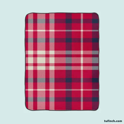 Brick Red Blue Plaid Fleece Blanket 1