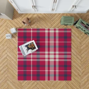 Brick Red Blue Plaid Rug