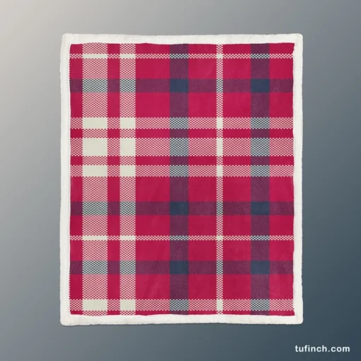 Brick Red Blue Plaid Sherpa Fleece Blanket 1