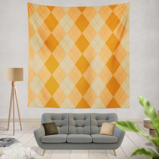 Bright Argyle Pattern Wall Tapestry