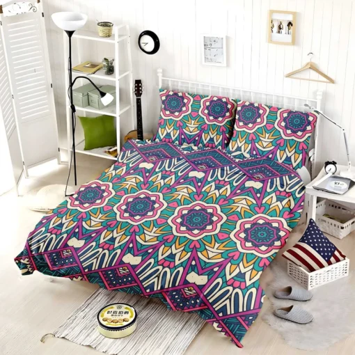 Bright Aztec Tribal Fabric Design Bedding Set