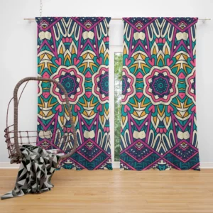 Bright Aztec Tribal Fabric Design Curtain