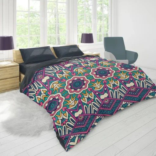 Bright Aztec Tribal Fabric Design Duvet Cover 1