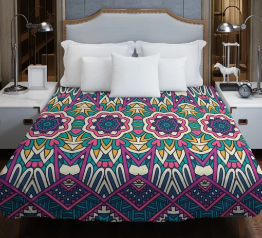 Bright Aztec Tribal Fabric Design Duvet Cover