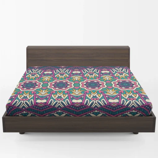 Bright Aztec Tribal Fabric Design Fitted Sheet 1