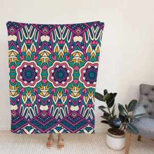 Bright Aztec Tribal Fabric Design Fleece Blanket