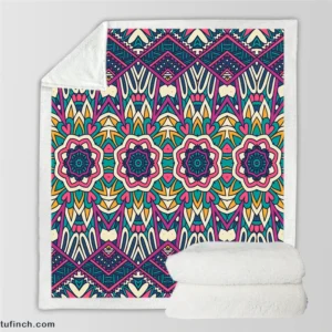 Bright Aztec Tribal Fabric Design Sherpa Fleece Blanket