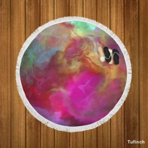 Bright Colored Abstract Pattern Round Beach Towel