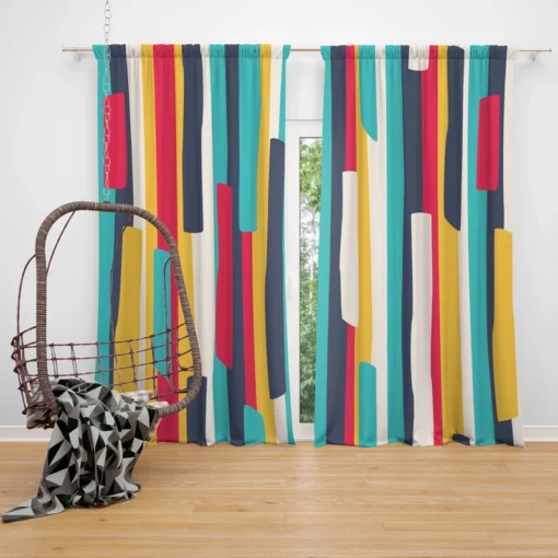 Bright Colored Stripes Pattern Curtain