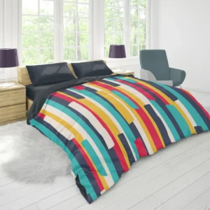 Bright Colored Stripes Pattern Duvet Cover 1