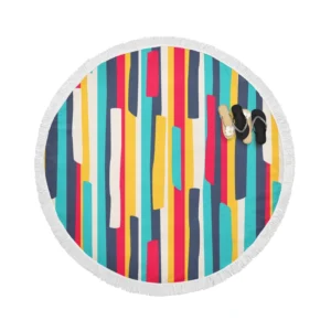 Bright Colored Stripes Pattern Round Beach Towel