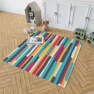 Bright Colored Stripes Pattern Rug 1