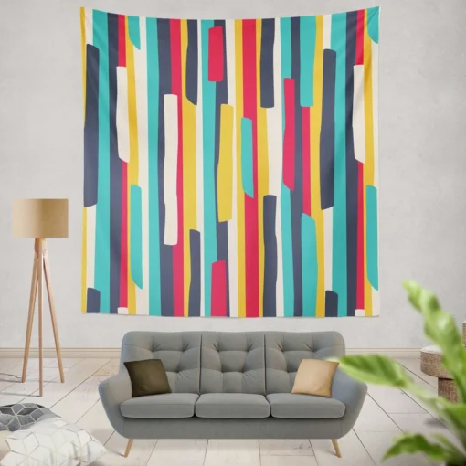 Bright Colored Stripes Pattern Wall Tapestry