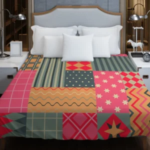 Bright Colorful Patchwork Design Duvet Cover