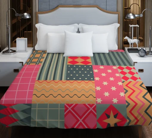 Bright Colorful Patchwork Design Duvet Cover