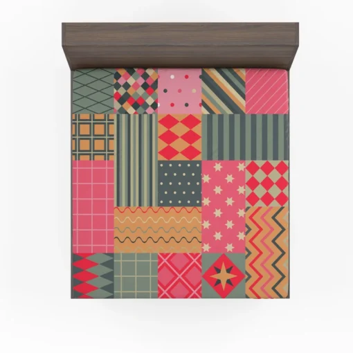 Bright Colorful Patchwork Design Fitted Sheet