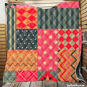 Bright Colorful Patchwork Design Quilt Blanket