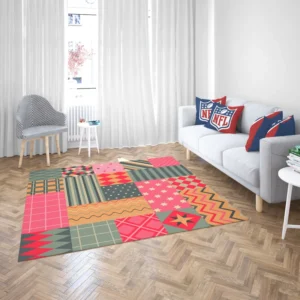 Bright Colorful Patchwork Design Rug 2