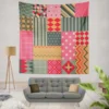 Bright Colorful Patchwork Design Wall Tapestry