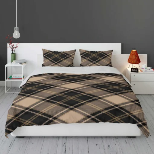 Brown Black Scottish Plaid Bedding Set 1