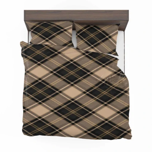 Brown Black Scottish Plaid Bedding Set 2