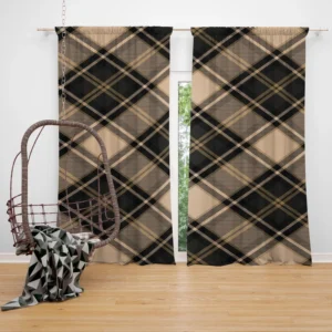 Brown Black Scottish Plaid Curtain