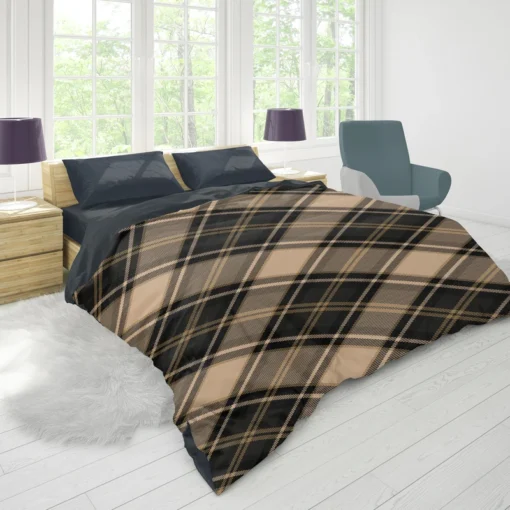 Brown Black Scottish Plaid Duvet Cover 1