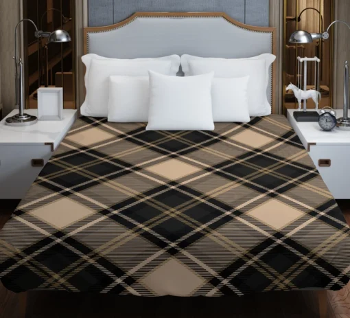 Brown Black Scottish Plaid Duvet Cover