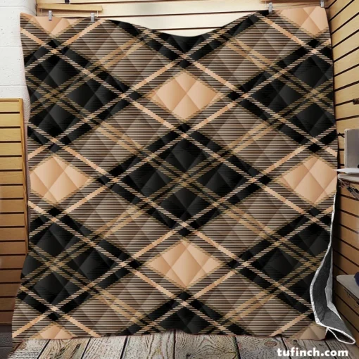 Brown Black Scottish Plaid Quilt Blanket