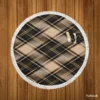 Brown Black Scottish Plaid Round Beach Towel