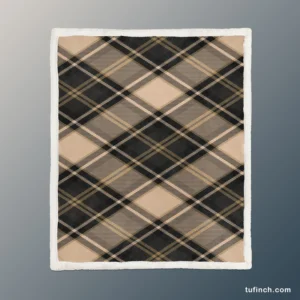 Brown Black Scottish Plaid Sherpa Fleece Blanket 1