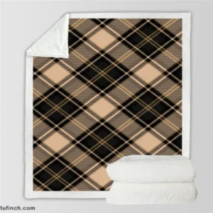 Brown Black Scottish Plaid Sherpa Fleece Blanket