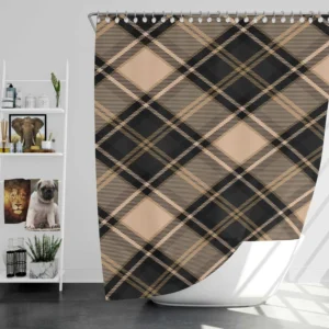 Brown Black Scottish Plaid Shower Curtain