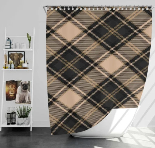 Brown Black Scottish Plaid Shower Curtain