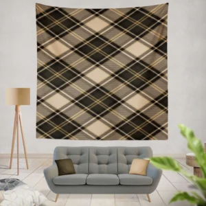 Brown Black Scottish Plaid Wall Tapestry