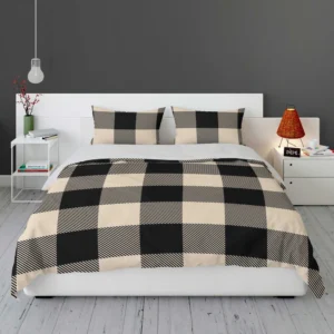 Buffalo Check Black Dairy Cream pattern Bedding Set 1