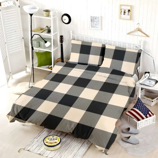 Buffalo Check Black Dairy Cream pattern Bedding Set