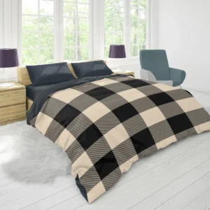 Buffalo Check Black Dairy Cream pattern Duvet Cover 1