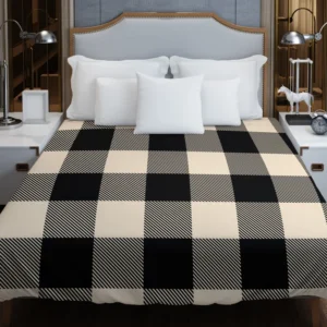 Buffalo Check Black Dairy Cream pattern Duvet Cover