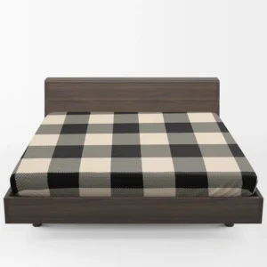 Buffalo Check Black Dairy Cream pattern Fitted Sheet 1