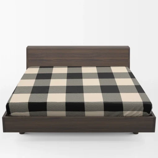 Buffalo Check Black Dairy Cream pattern Fitted Sheet 1