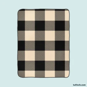 Buffalo Check Black Dairy Cream pattern Fleece Blanket 1