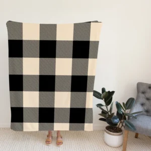 Buffalo Check Black Dairy Cream pattern Fleece Blanket