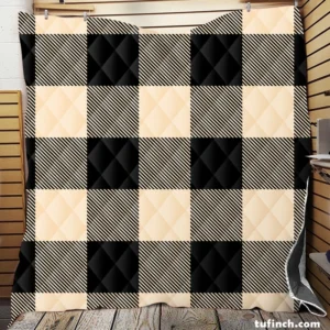 Buffalo Check Black Dairy Cream pattern Quilt Blanket