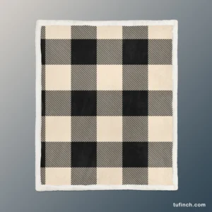 Buffalo Check Black Dairy Cream pattern Sherpa Fleece Blanket 1