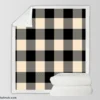 Buffalo Check Black Dairy Cream pattern Sherpa Fleece Blanket