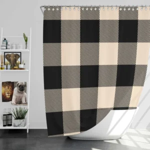 Buffalo Check Black Dairy Cream pattern Shower Curtain