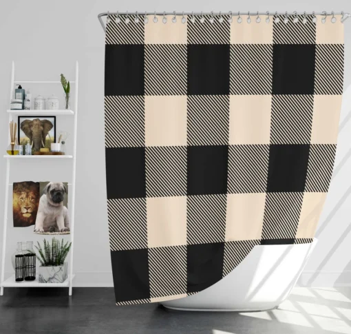 Buffalo Check Black Dairy Cream pattern Shower Curtain